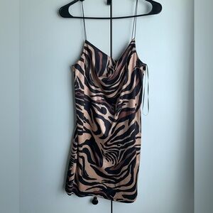 Zara Black and Tan Animal Print Mini Dress